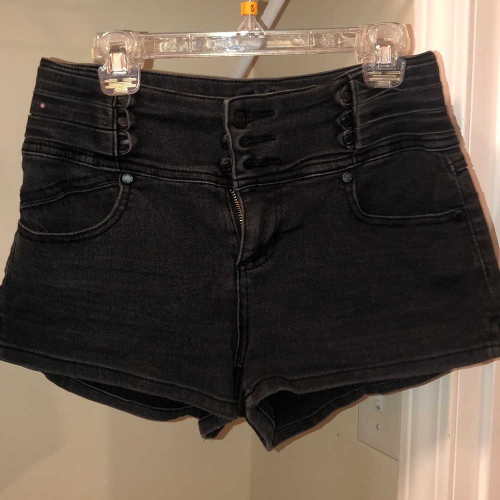 black denim shorts